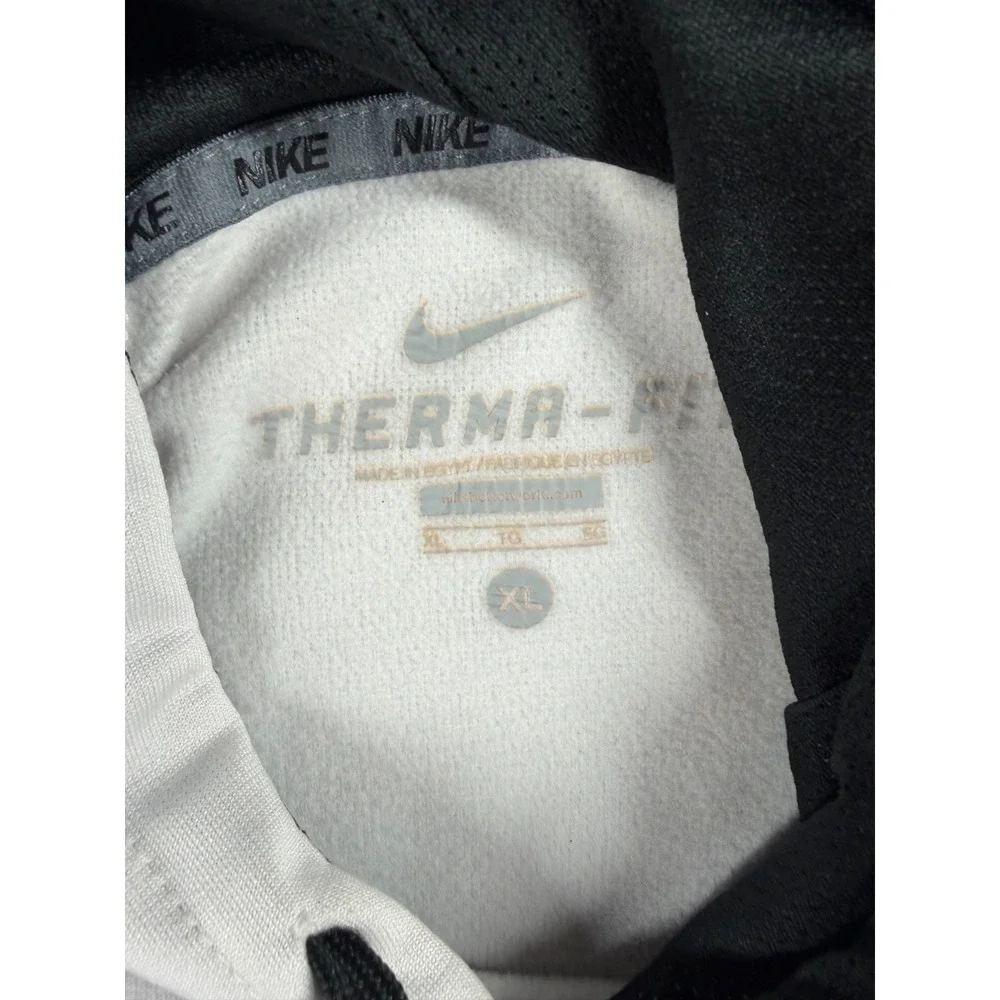 Nike Therma-FIT Hoodie Men's XL White Black Swoosh Quarter Zip Pullover